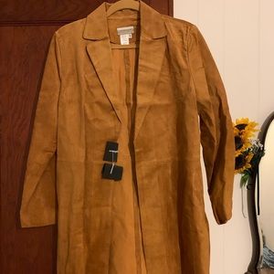 NWT Coldwater Creek Suede Leather Duster Coat